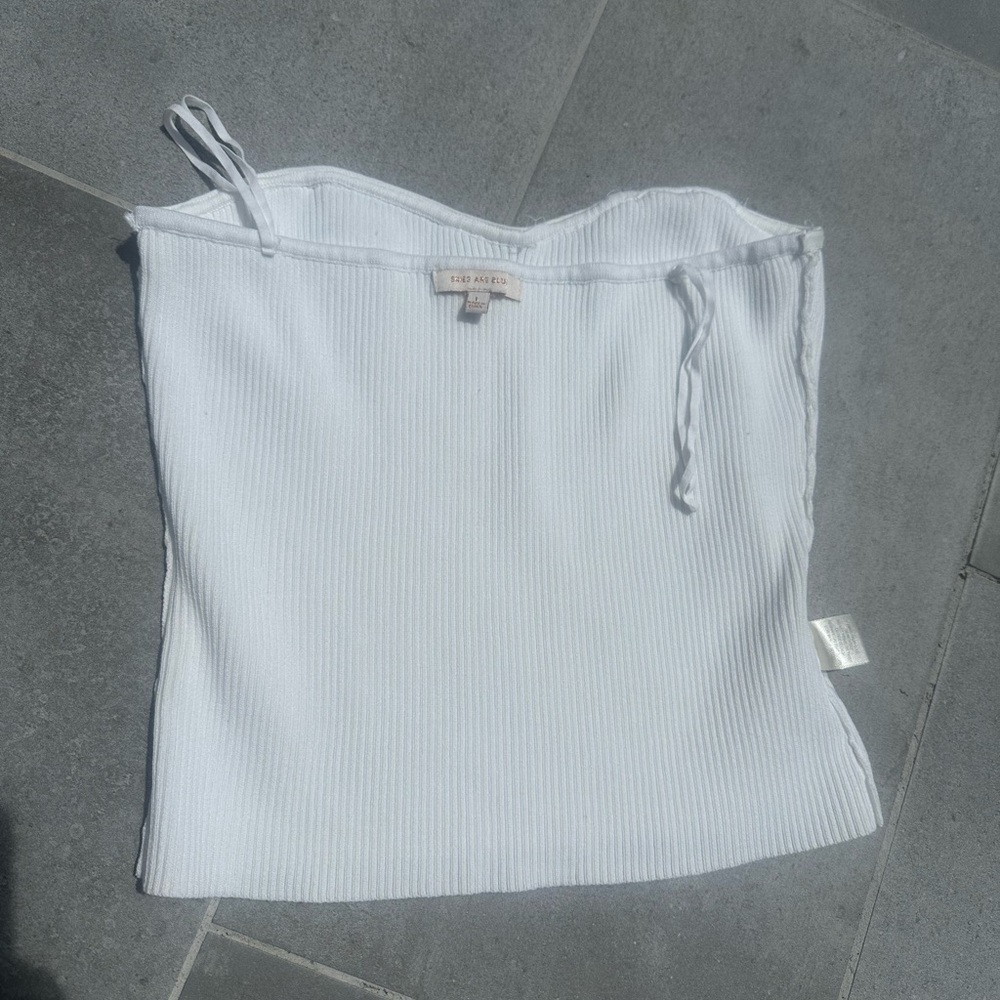 White Ribbed Women's Top - Picture 4 of 5